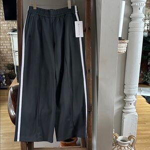 Athleta Black Track Pants with White Side Stripes